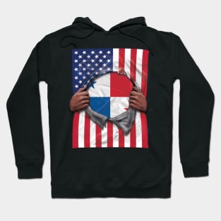 Panama Flag American Flag Ripped - Gift for Panamanian From Panama Hoodie